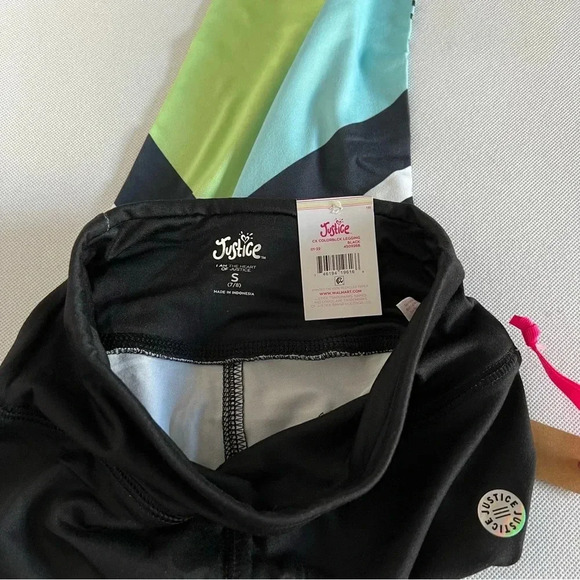Justice Girls Ankle Collection X Color Blocked Leggings Size Small (7/8) Black - Picture 10 of 12
